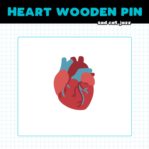 Anatomical Heart Wooden Pin