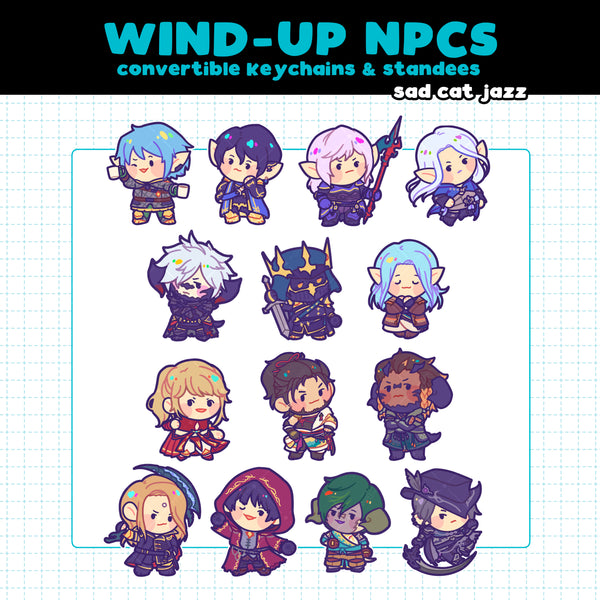 FFXIV: Wind-Up NPC Standee Keychains [HVW & STB & EDW]